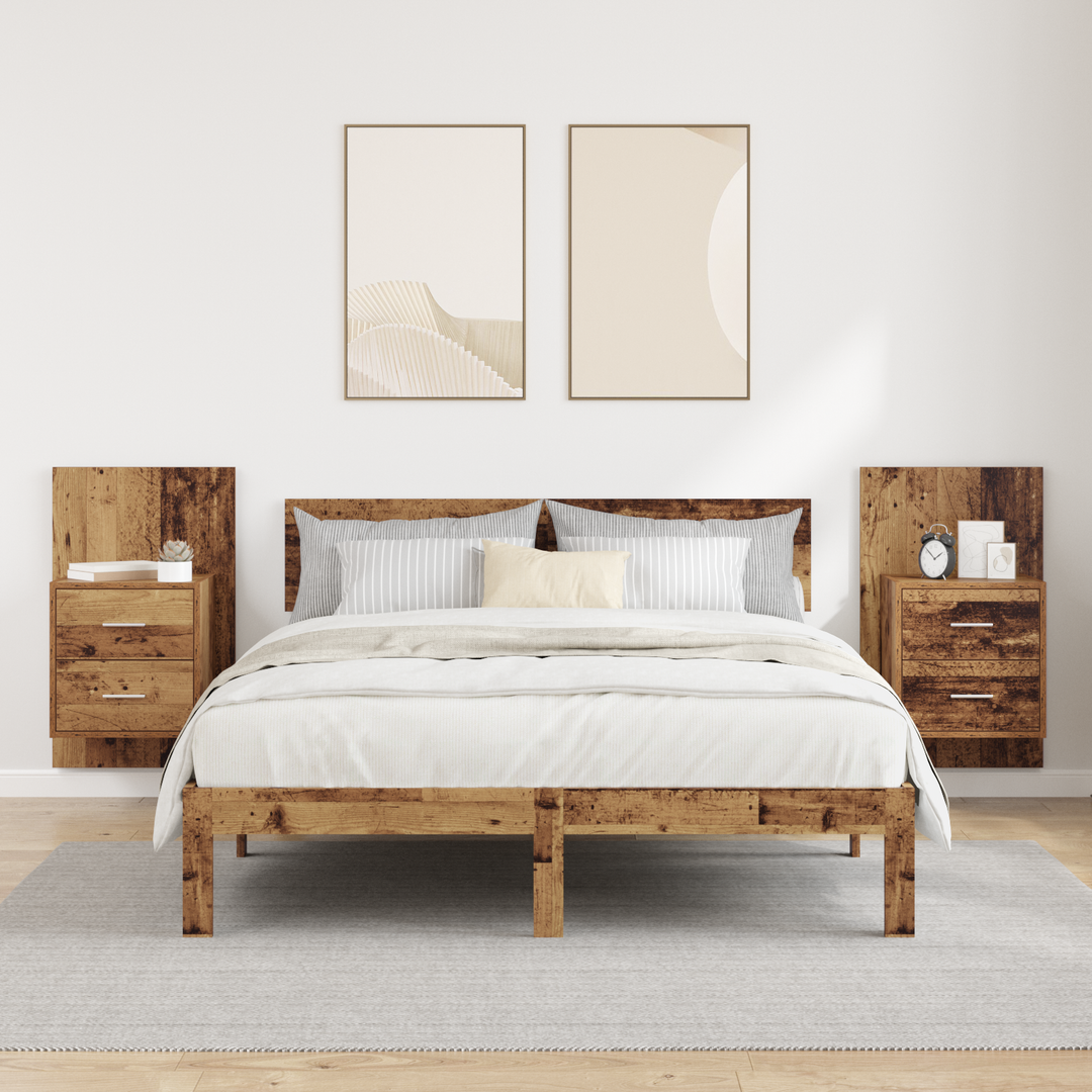 Vægmonteret natbord 2 pcs Gammelt træ 48,5 x 32,5 x 80 cm