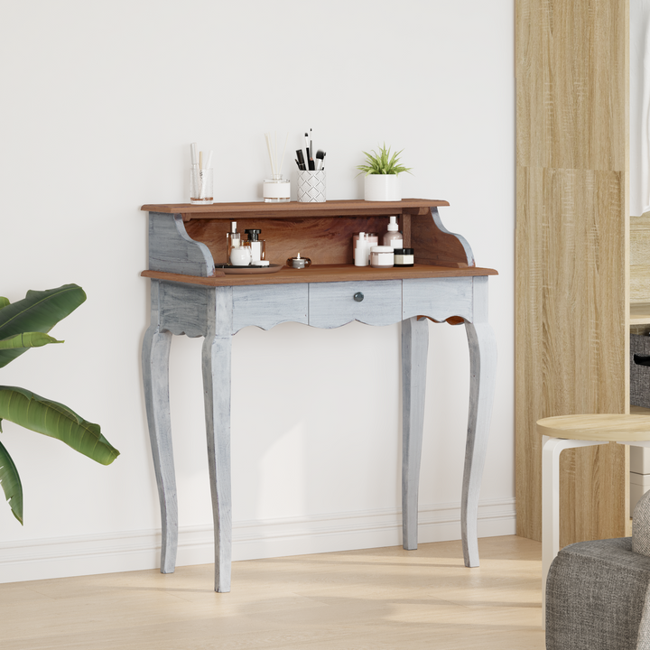 Skrivebord Brun og hvid 80 x 40 x 92 cm Massivt mahognitræ