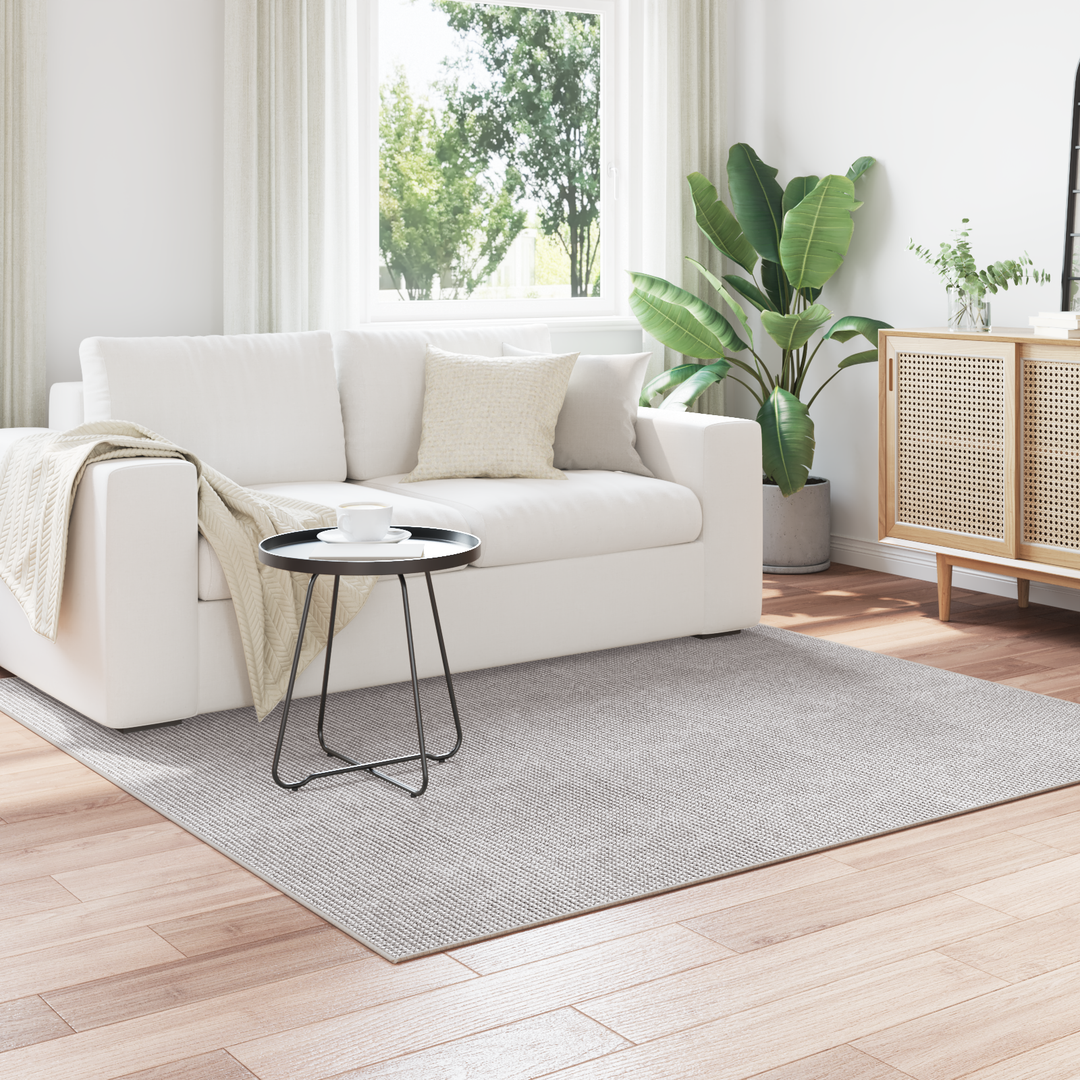 Områdetæpper Firkantet LUGO Creme og grå 200 x 200 cm Polyester