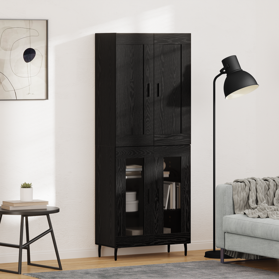Highboard 2 pcs Sort eg Konstrueret træ