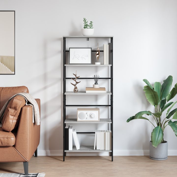 Bogreol Grå Sonoma 60 x 29,5 x 149 cm Konstrueret træ