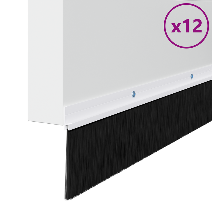 Skruemonterede dørbørste tætninger 12 pcs Hvid 100 cm