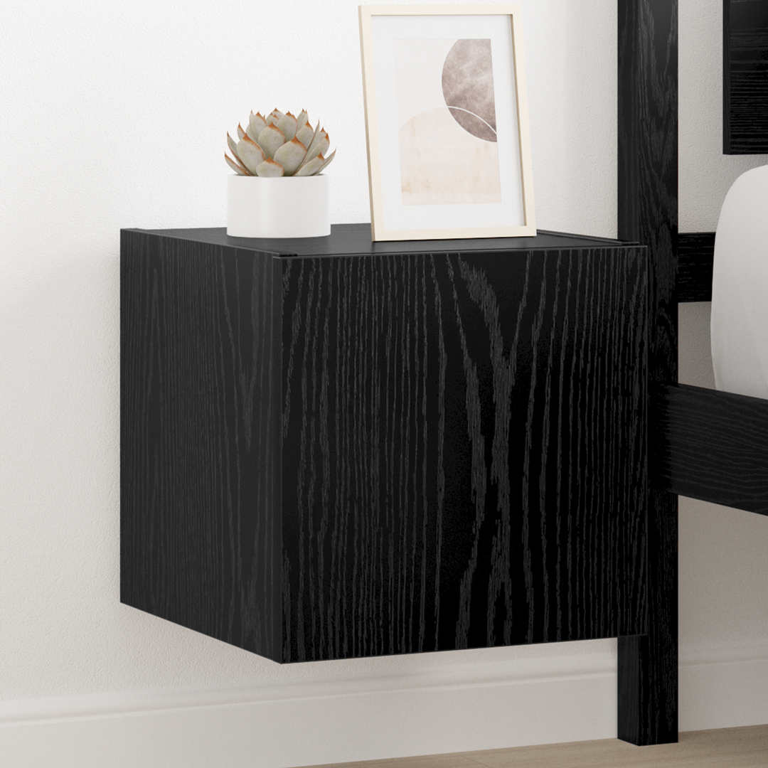 TV vægskab med LED Sort eg 30,5 x 35 x 30 cm Konstrueret træ
