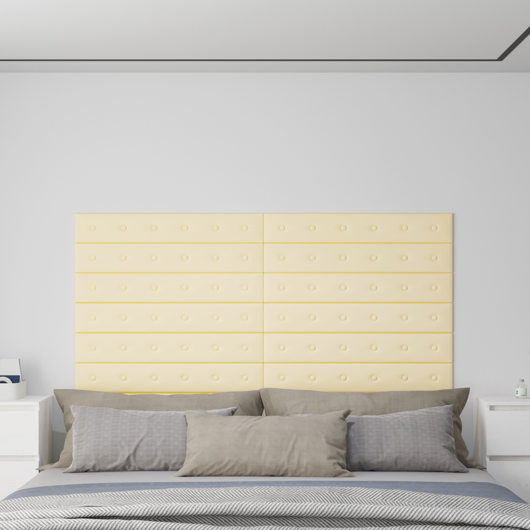 Væghovedgærde 12 pcs Creme 90 x 15 cm Faux læder