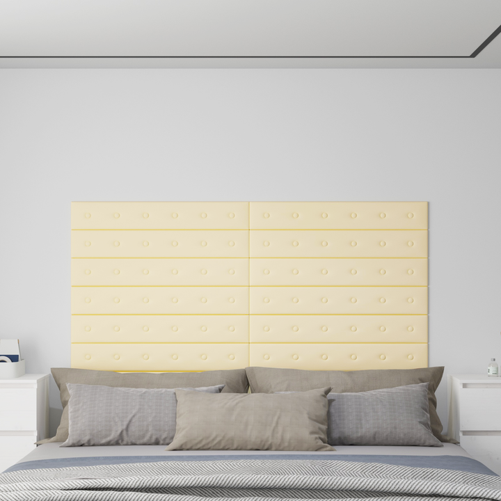 Væghovedgærde 12 pcs Creme 90 x 15 cm Faux læder