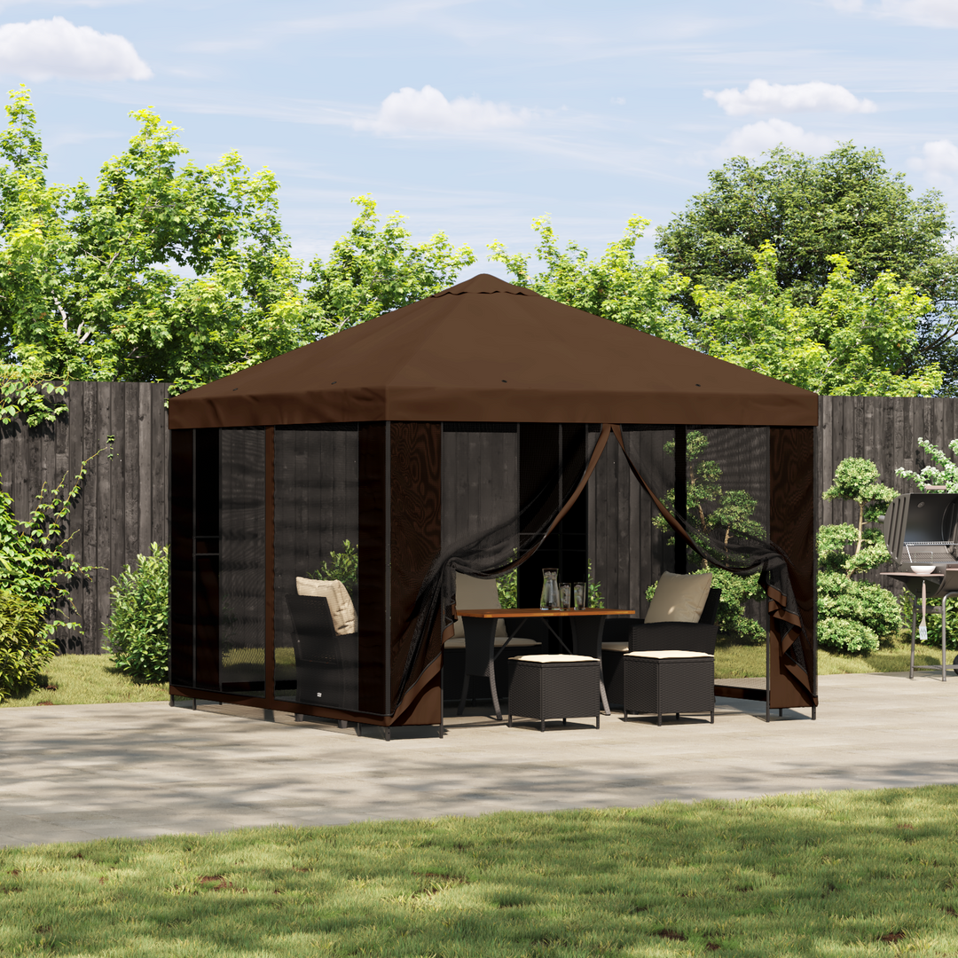 Pavillon 3 x 3 m Brun Polyester og Stål 190 gsm