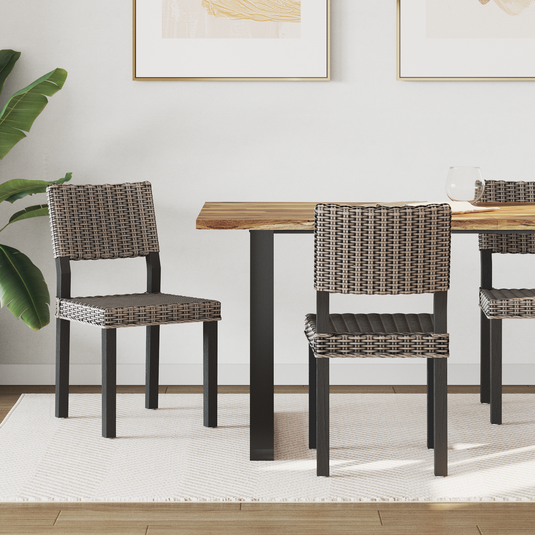 Spisestuestol 2 pcs Kubu rattan Sorte vask 46 x 55 x 84 cm