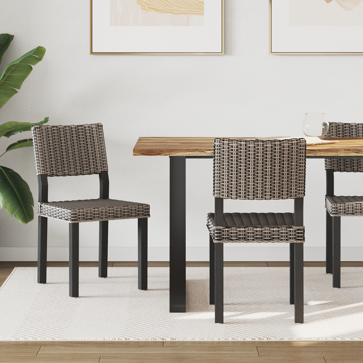 Spisestuestol 2 pcs Kubu rattan Sorte vask 46 x 55 x 84 cm