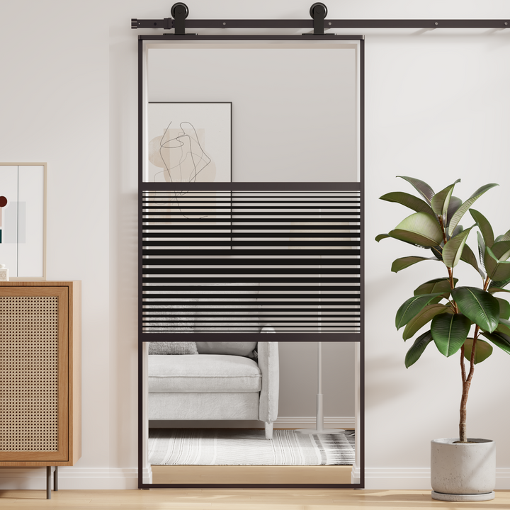 Glasdør Stribet Sort 102,5 x 2 x 205 cm Aluminium
