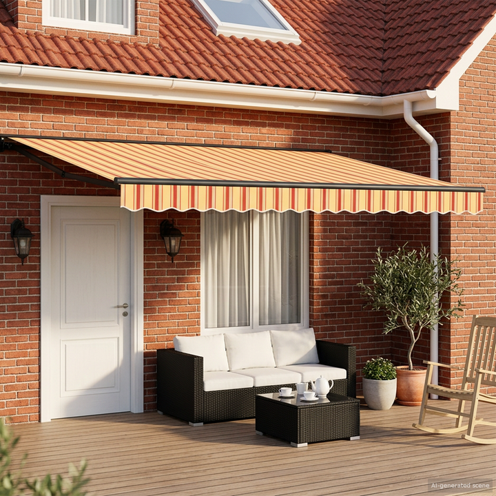 Elektrisk Utrækkelig Markise Gul, Orange, Antracitgrå 4 × 3,5 m