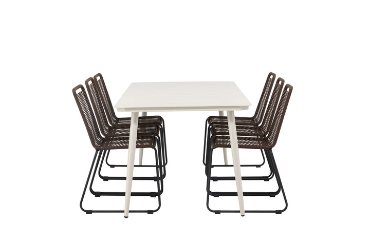 Venture Home Lina Dining Table - Beige - 200*90 +Lindos Diningchair Aluminium - Black / _6