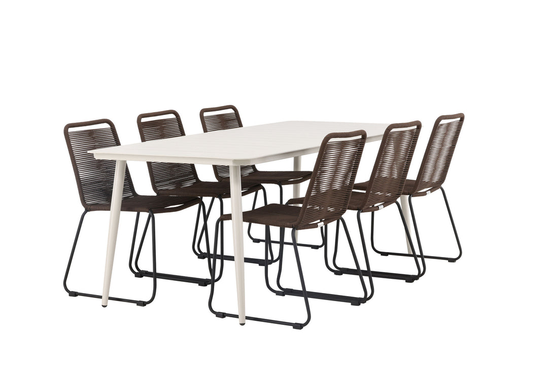 Venture Home Lina Dining Table - Beige - 200*90 +Lindos Diningchair Aluminium - Black / _6