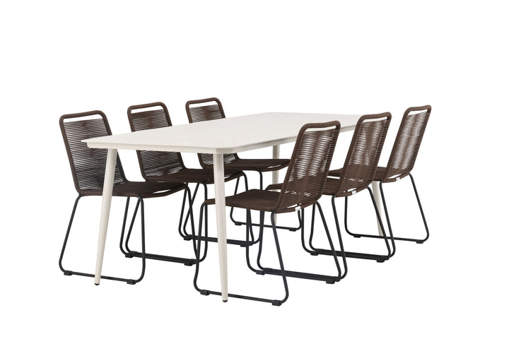 Venture Home Lina Dining Table - Beige - 200*90 +Lindos Diningchair Aluminium - Black / _6
