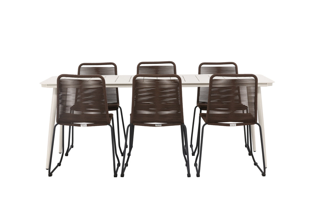 Venture Home Lina Dining Table - Beige - 200*90 +Lindos Diningchair Aluminium - Black / _6