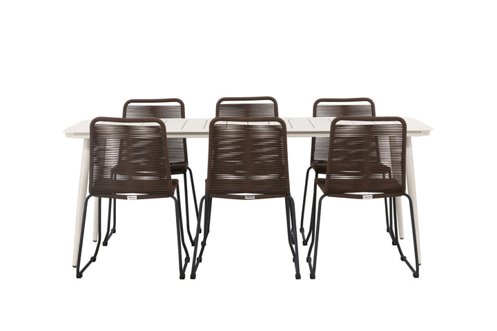 Venture Home Lina Dining Table - Beige - 200*90 +Lindos Diningchair Aluminium - Black / _6