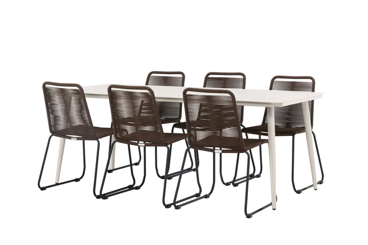 Venture Home Lina Dining Table - Beige - 200*90 +Lindos Diningchair Aluminium - Black / _6