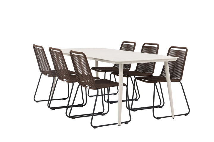Venture Home Lina Dining Table - Beige - 200*90 +Lindos Diningchair Aluminium - Black / _6
