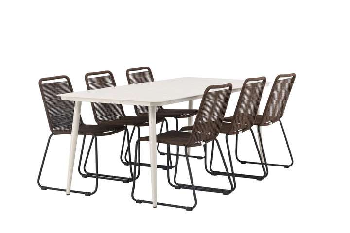 Venture Home Lina Dining Table - Beige - 200*90 +Lindos Diningchair Aluminium - Black / _6