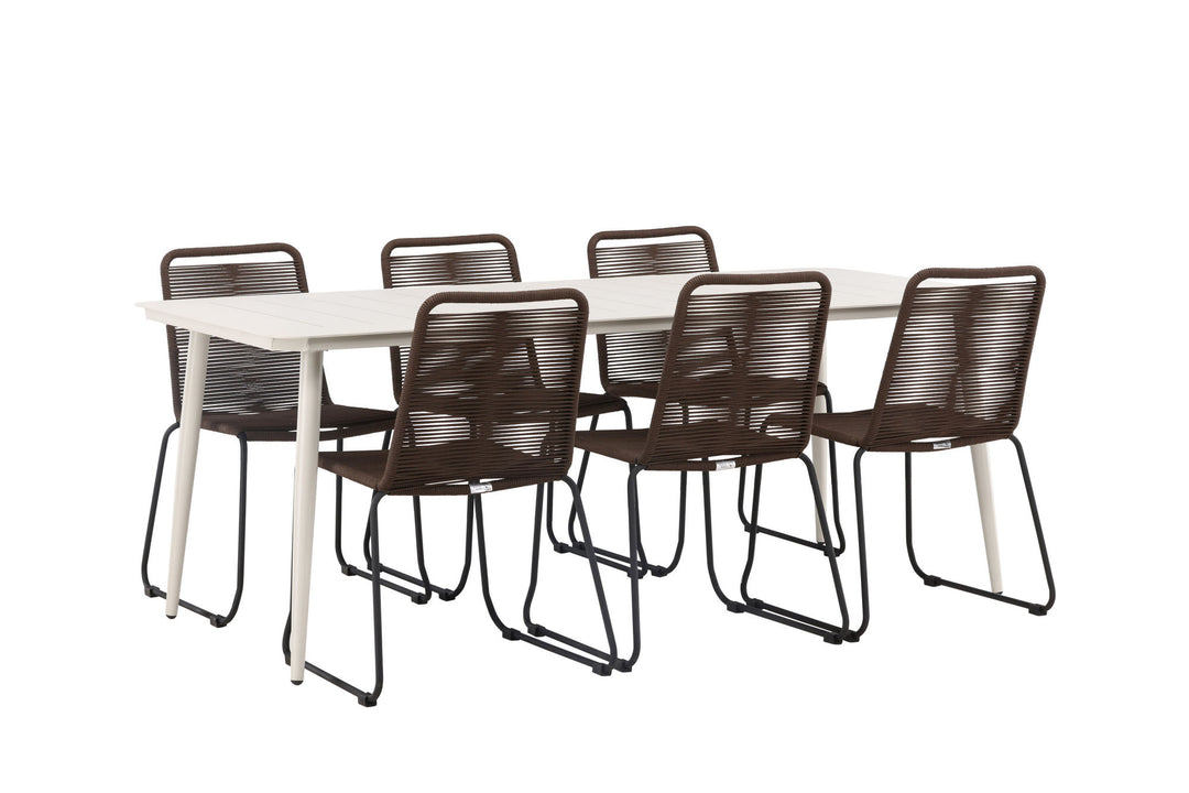 Venture Home Lina Dining Table - Beige - 200*90 +Lindos Diningchair Aluminium - Black / _6