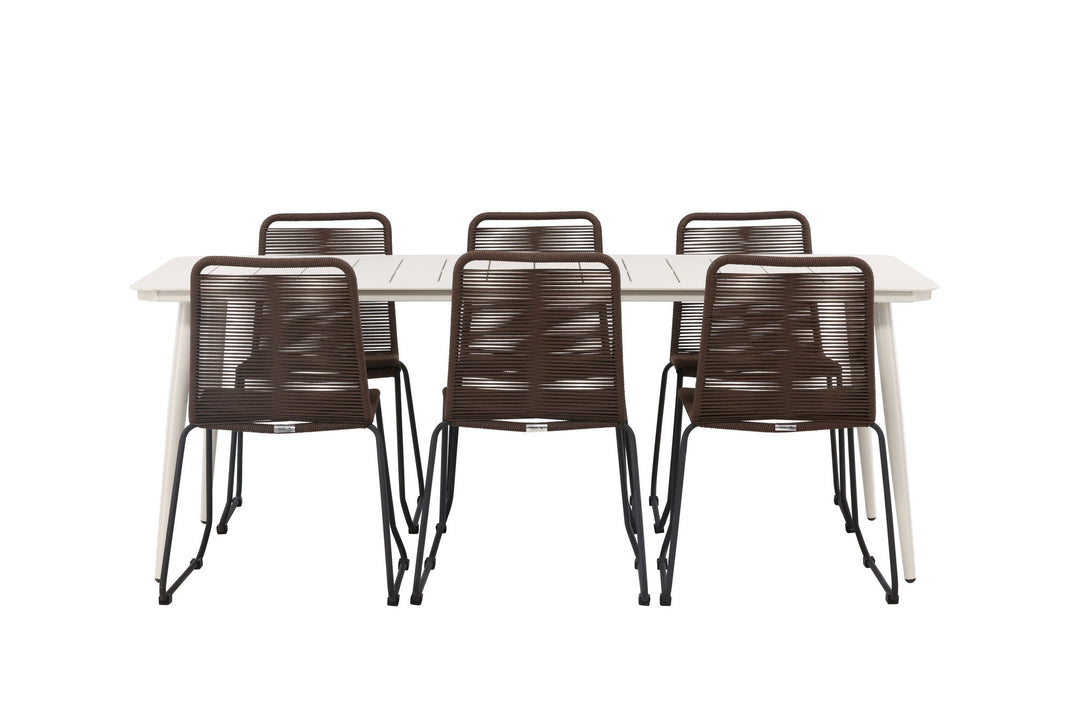 Venture Home Lina Dining Table - Beige - 200*90 +Lindos Diningchair Aluminium - Black / _6