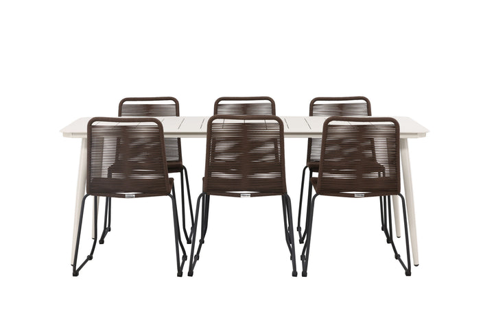 Venture Home Lina Dining Table - Beige - 200*90 +Lindos Diningchair Aluminium - Black / _6