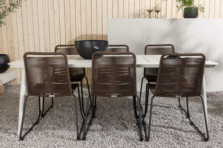 Venture Home Lina Dining Table - Beige - 200*90 +Lindos Diningchair Aluminium - Black / _6