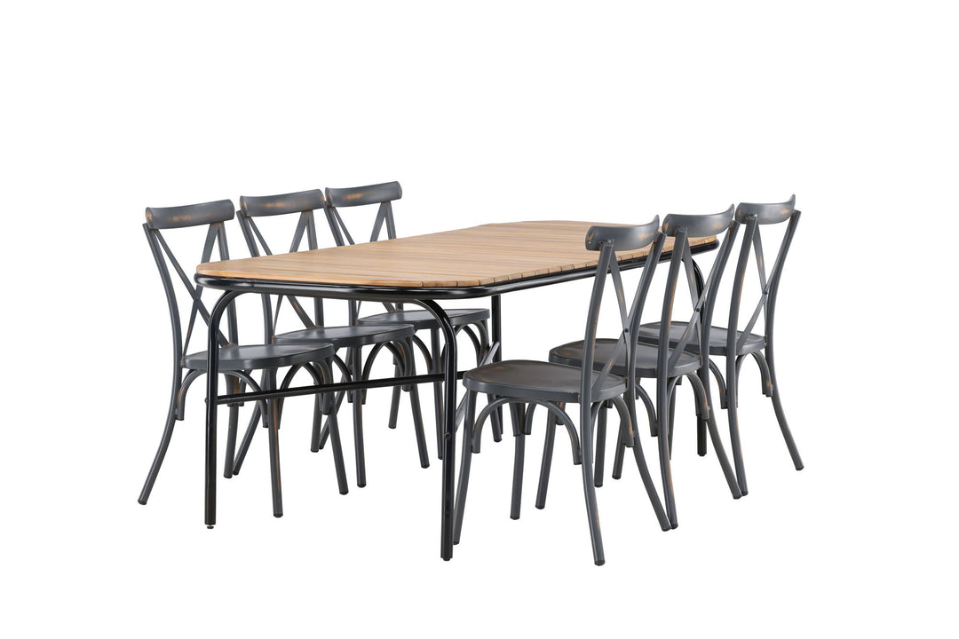 Venture Home Holmbeck Diningtable Steel - Black / Rectangular 90*200*75 +Tablas Diningchair Aluminium - Black / _6