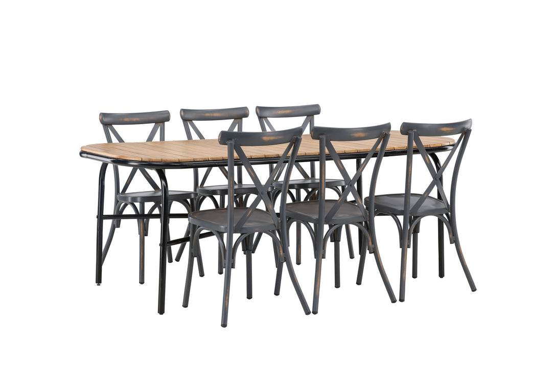 Venture Home Holmbeck Diningtable Steel - Black / Rectangular 90*200*75 +Tablas Diningchair Aluminium - Black / _6