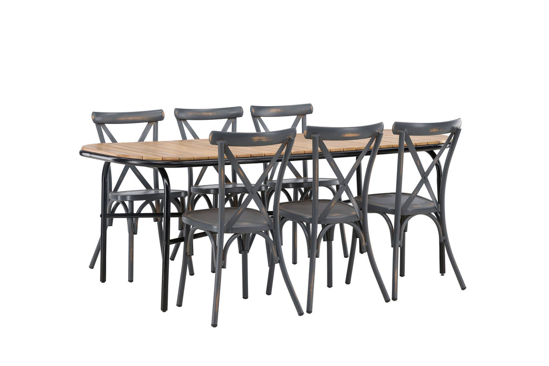Venture Home Holmbeck Diningtable Steel - Black / Rectangular 90*200*75 +Tablas Diningchair Aluminium - Black / _6
