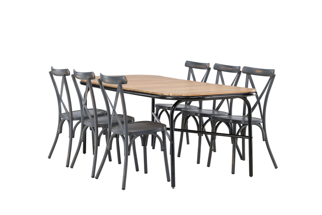 Venture Home Holmbeck Diningtable Steel - Black / Rectangular 90*200*75 +Tablas Diningchair Aluminium - Black / _6