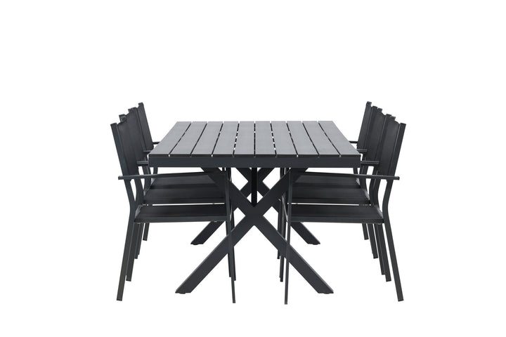 Venture Home Garcia Diningtable Alumnium - Black / Rectangular 100*200* +Copacabana Stacking Chair - Black/Black - Ersätter 4131-408 _6