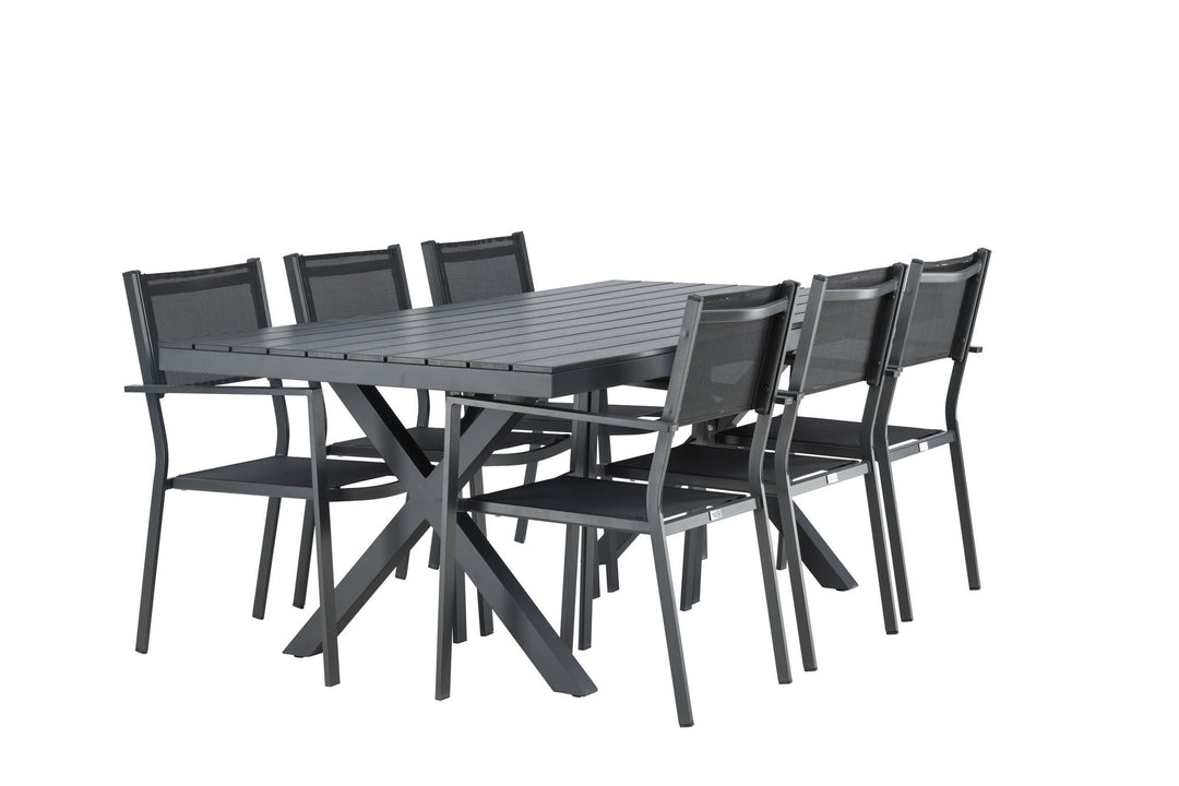 Venture Home Garcia Diningtable Alumnium - Black / Rectangular 100*200* +Copacabana Stacking Chair - Black/Black - Ersätter 4131-408 _6