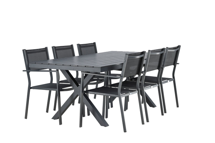Venture Home Garcia Diningtable Alumnium - Black / Rectangular 100*200* +Copacabana Stacking Chair - Black/Black - Ersätter 4131-408 _6
