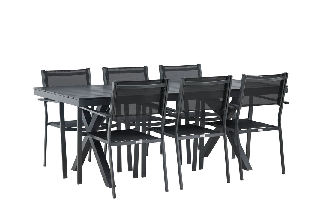 Venture Home Garcia Diningtable Alumnium - Black / Rectangular 100*200* +Copacabana Stacking Chair - Black/Black - Ersätter 4131-408 _6