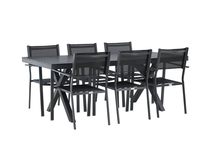 Venture Home Garcia Diningtable Alumnium - Black / Rectangular 100*200* +Copacabana Stacking Chair - Black/Black - Ersätter 4131-408 _6