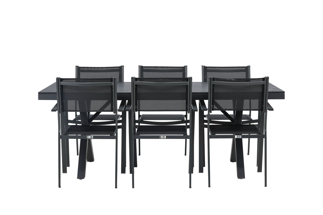 Venture Home Garcia Diningtable Alumnium - Black / Rectangular 100*200* +Copacabana Stacking Chair - Black/Black - Ersätter 4131-408 _6