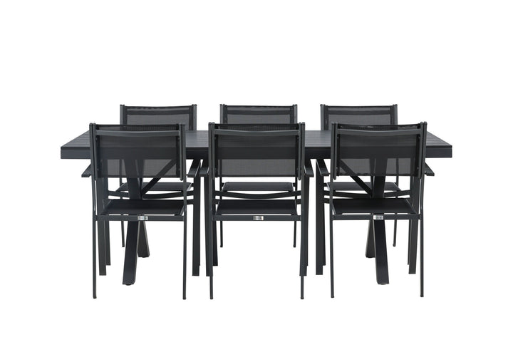 Venture Home Garcia Diningtable Alumnium - Black / Rectangular 100*200* +Copacabana Stacking Chair - Black/Black - Ersätter 4131-408 _6
