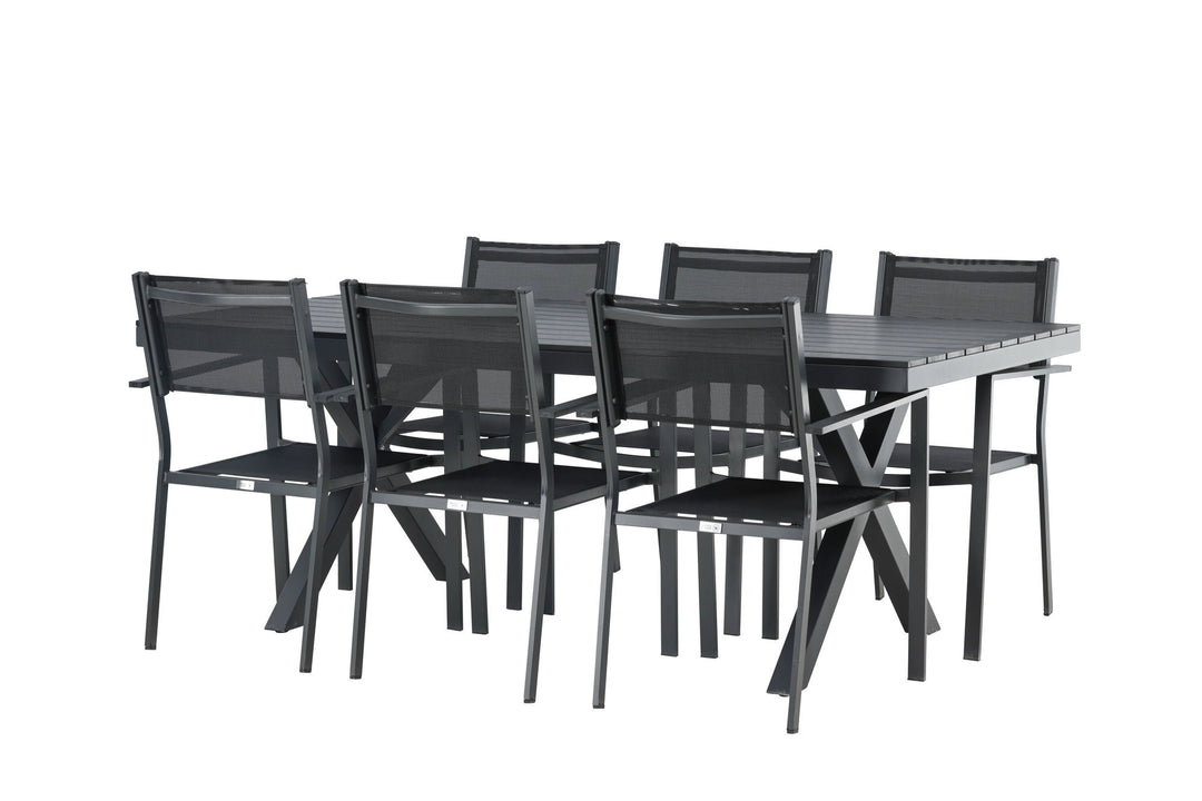Venture Home Garcia Diningtable Alumnium - Black / Rectangular 100*200* +Copacabana Stacking Chair - Black/Black - Ersätter 4131-408 _6
