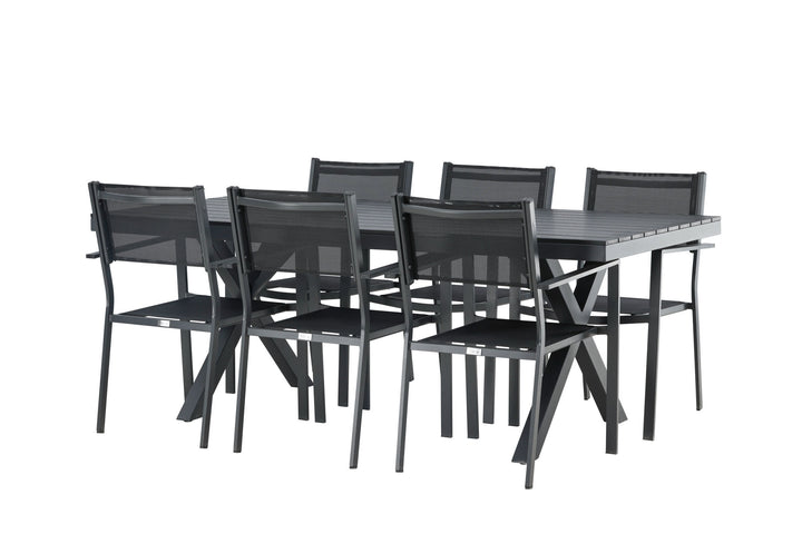 Venture Home Garcia Diningtable Alumnium - Black / Rectangular 100*200* +Copacabana Stacking Chair - Black/Black - Ersätter 4131-408 _6