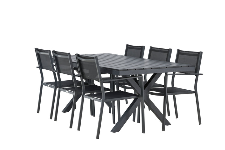 Venture Home Garcia Diningtable Alumnium - Black / Rectangular 100*200* +Copacabana Stacking Chair - Black/Black - Ersätter 4131-408 _6