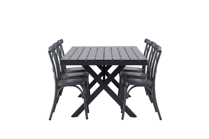 Venture Home Garcia Diningtable Alumnium - Black / Rectangular 100*200* +Tablas Diningchair Aluminium - Black / _6