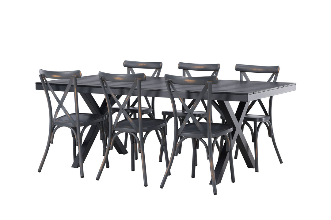 Venture Home Garcia Diningtable Alumnium - Black / Rectangular 100*200* +Tablas Diningchair Aluminium - Black / _6