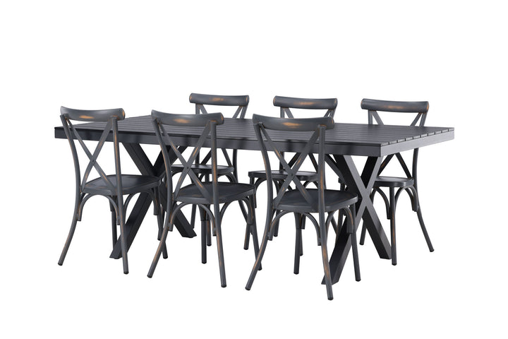 Venture Home Garcia Diningtable Alumnium - Black / Rectangular 100*200* +Tablas Diningchair Aluminium - Black / _6