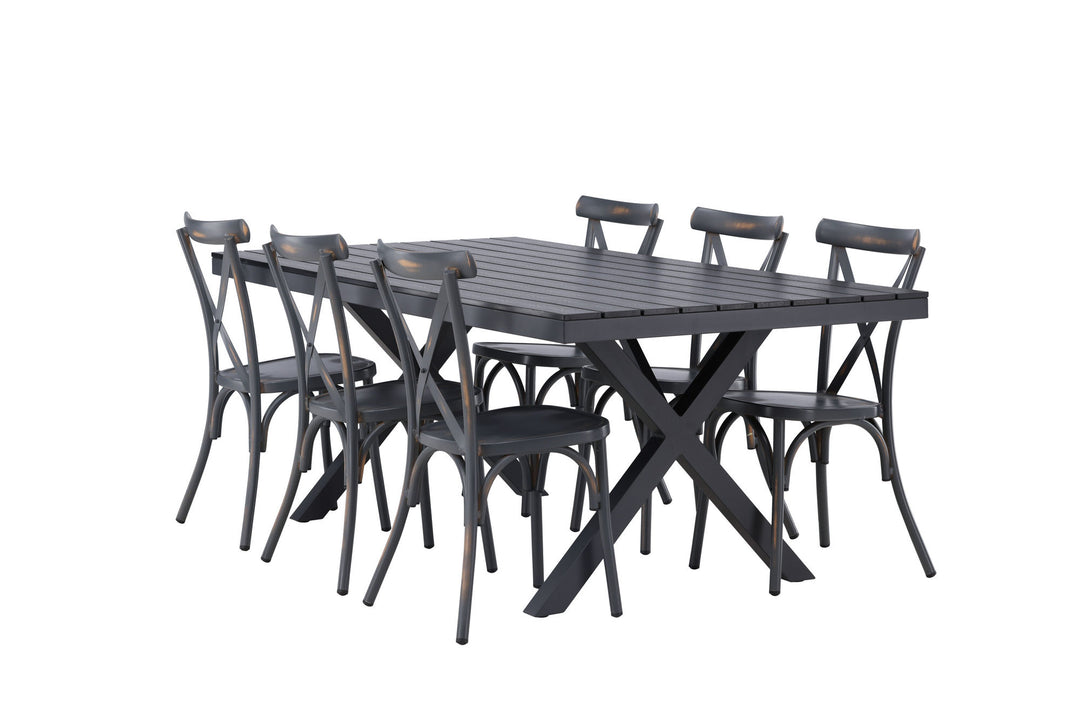Venture Home Garcia Diningtable Alumnium - Black / Rectangular 100*200* +Tablas Diningchair Aluminium - Black / _6
