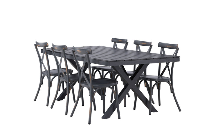 Venture Home Garcia Diningtable Alumnium - Black / Rectangular 100*200* +Tablas Diningchair Aluminium - Black / _6