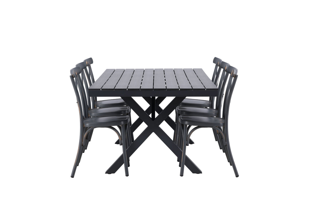 Venture Home Garcia Diningtable Alumnium - Black / Rectangular 100*200* +Tablas Diningchair Aluminium - Black / _6