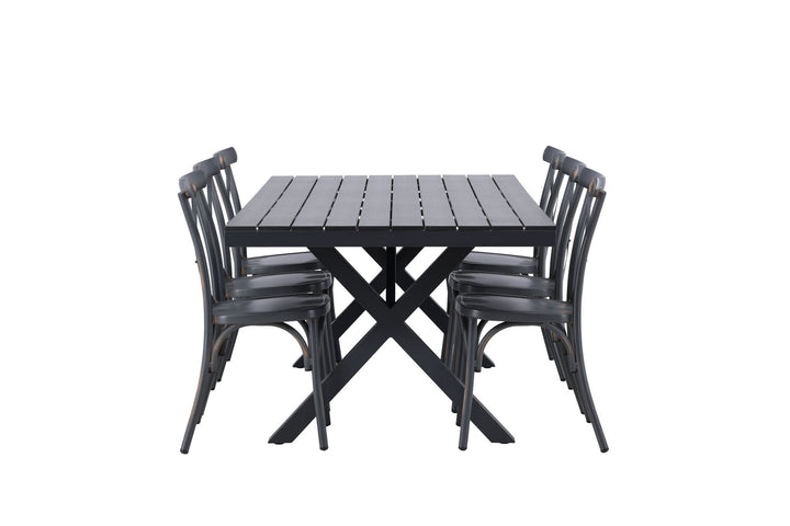 Venture Home Garcia Diningtable Alumnium - Black / Rectangular 100*200* +Tablas Diningchair Aluminium - Black / _6