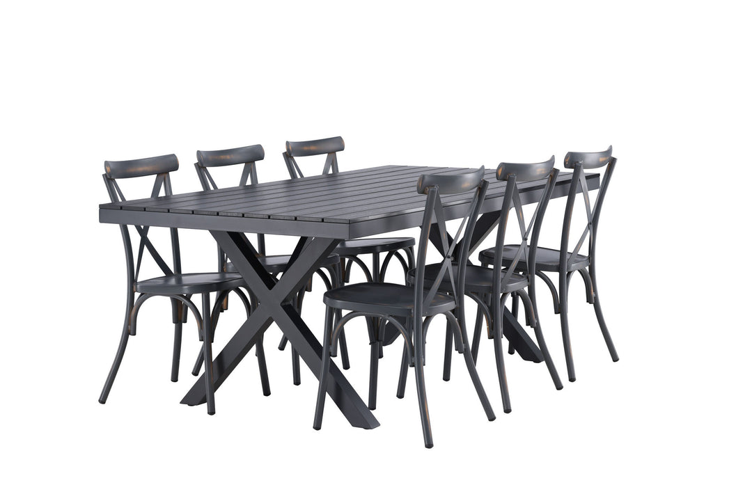 Venture Home Garcia Diningtable Alumnium - Black / Rectangular 100*200* +Tablas Diningchair Aluminium - Black / _6