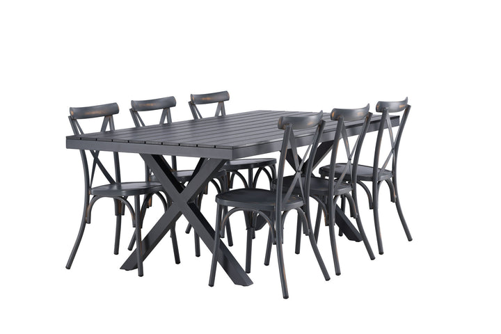 Venture Home Garcia Diningtable Alumnium - Black / Rectangular 100*200* +Tablas Diningchair Aluminium - Black / _6