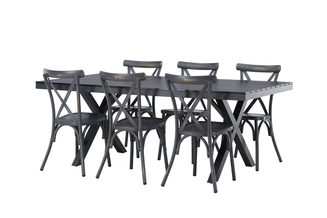 Venture Home Garcia Diningtable Alumnium - Black / Rectangular 100*200* +Tablas Diningchair Aluminium - Black / _6